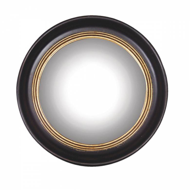 Round Convex Mirror With Black & Gold Frame D:53cm