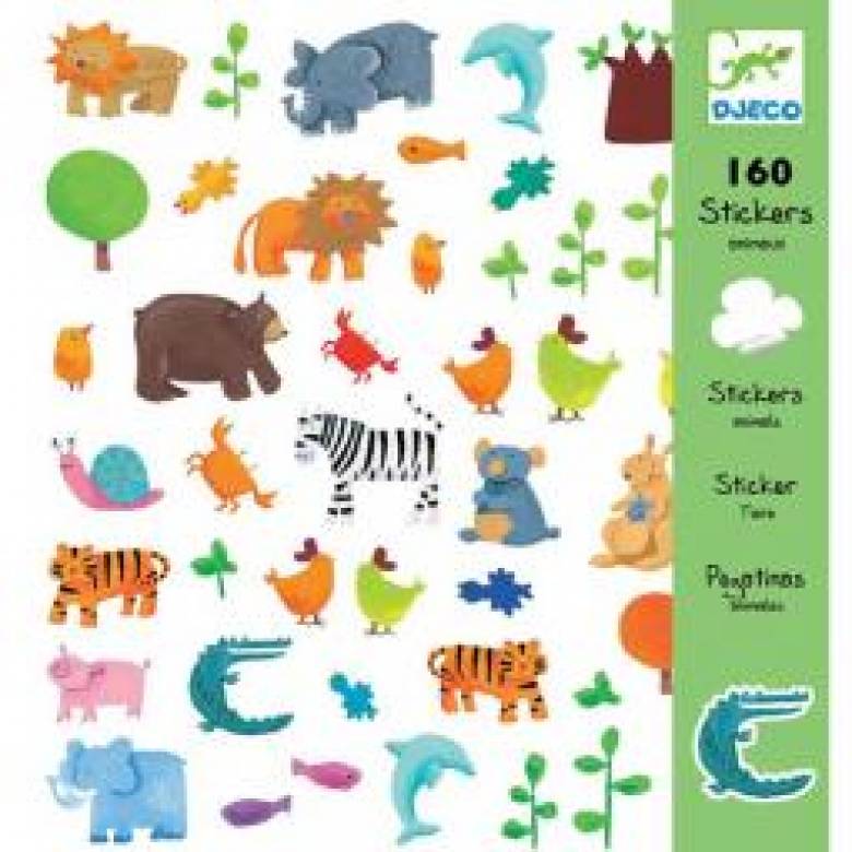 Animals Stickers Stylish 160 Sticker Pack Djeco