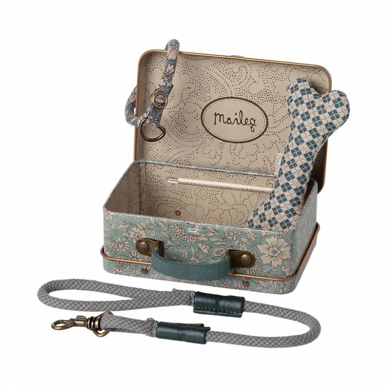 Puppy Accessories In Blue In Tin Suitcase By Maileg 3+