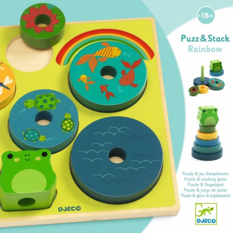 Puzz & Stack Rainbow Stacking Puzzle By Djeco 18m+