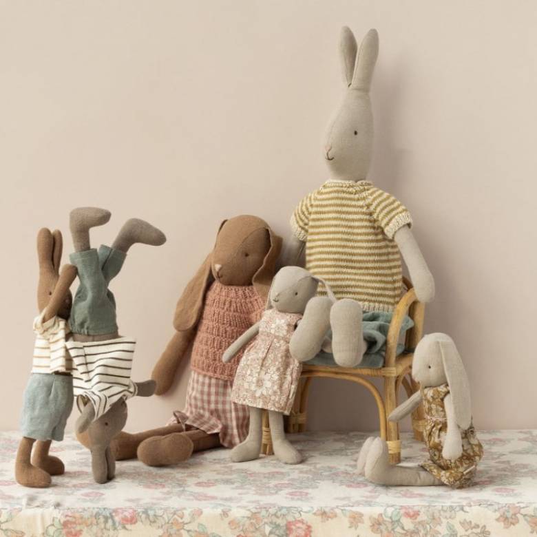 Rabbit In Knitted Shirt & Trousers Soft Toy By Maileg 0+