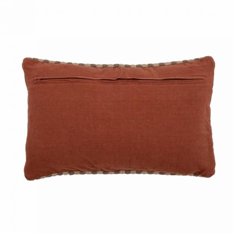Rectangular Line Motif Cushion In Blue & Brown 50x30cm