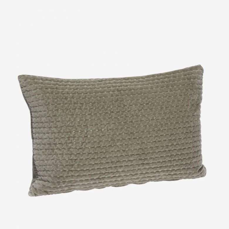 Rectangular Quilted Velvet Cushion In Light Green