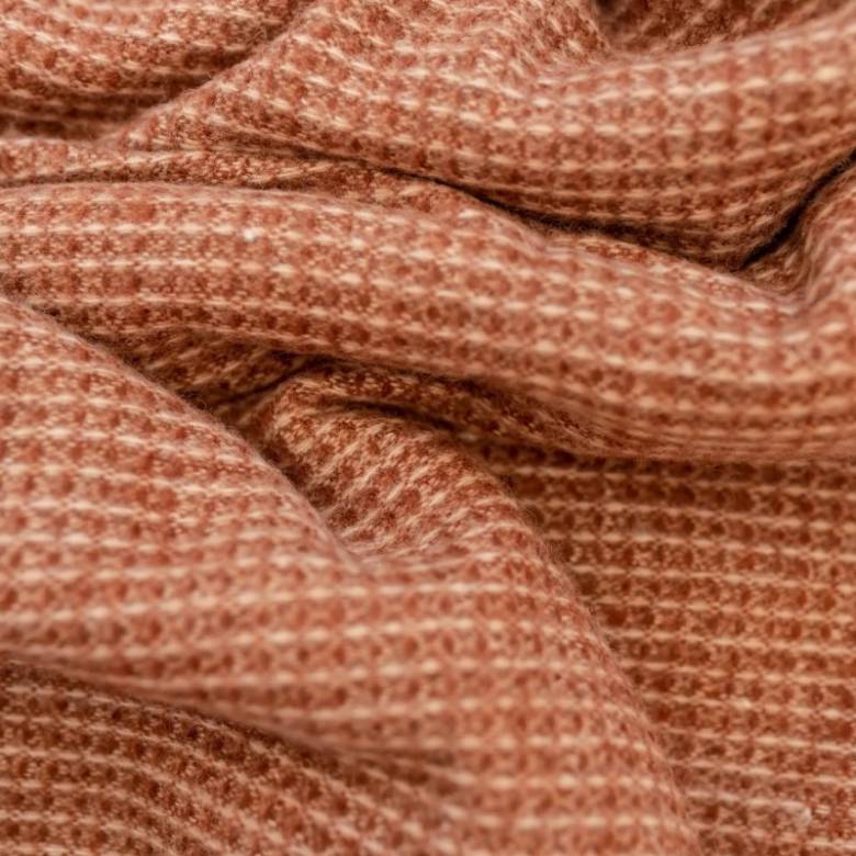 Recycled Wool Blanket In Rust Waffle