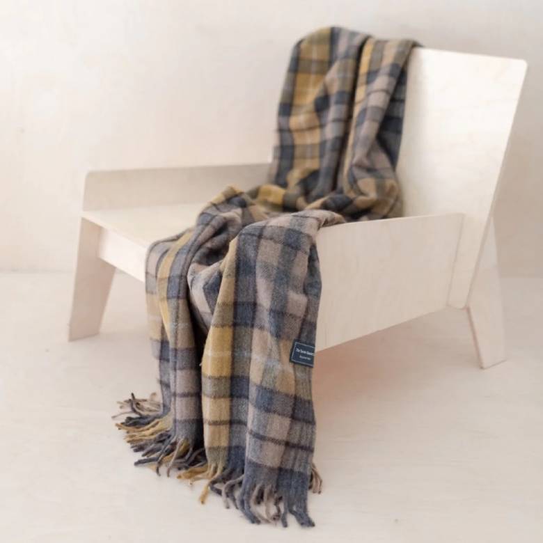 Recycled Wool Knee Blanket In Buchanan Natural Tartan