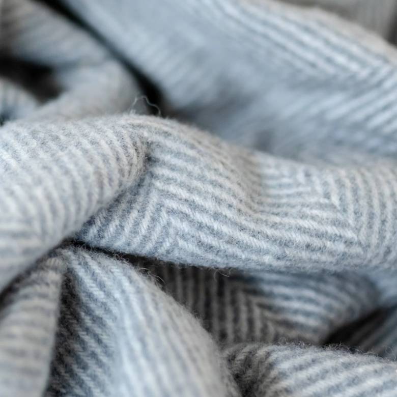 Small Blanket In Charcoal Herringbone Recycled Wool