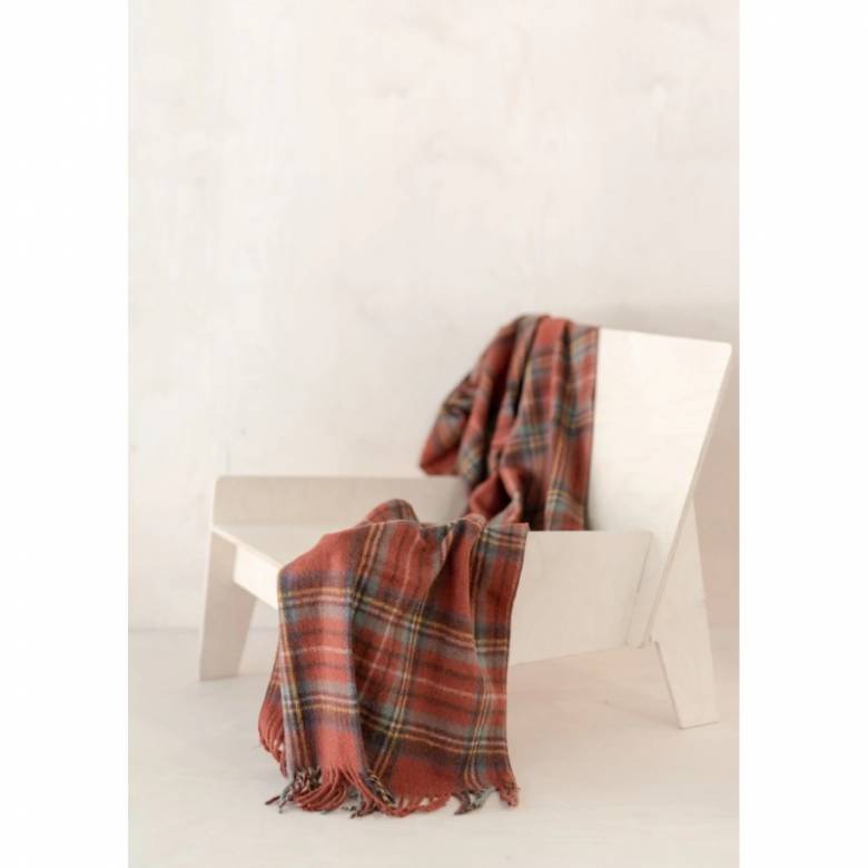 Recycled Wool Knee Blanket In Stewart Royal Antique Tartan