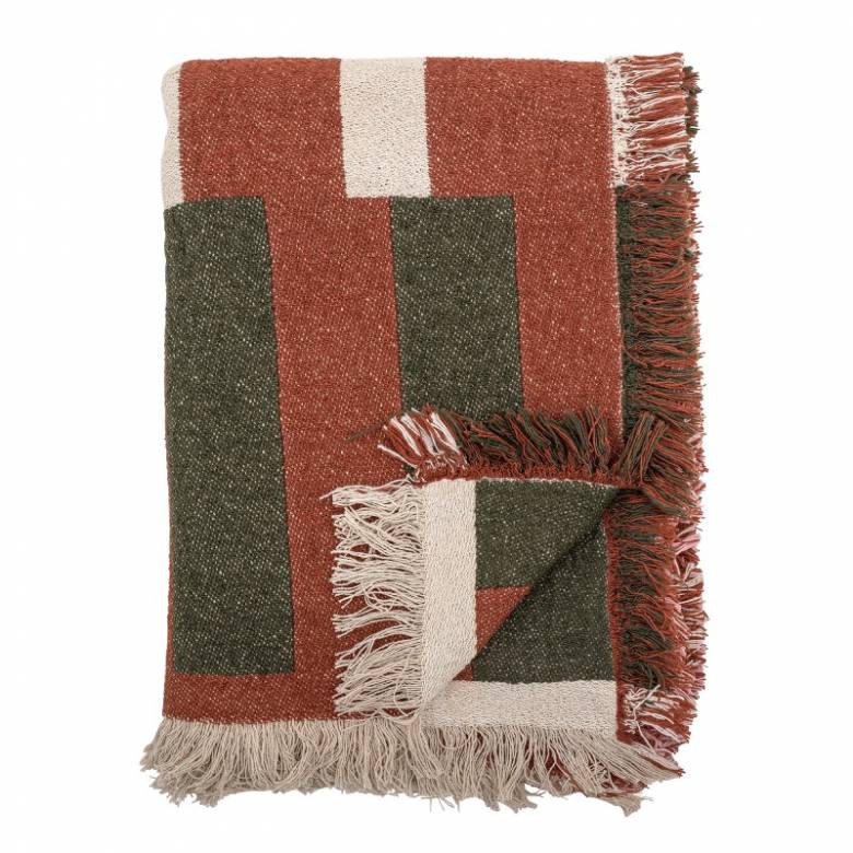 Red & Green Geometric Cotton Blanket Throw