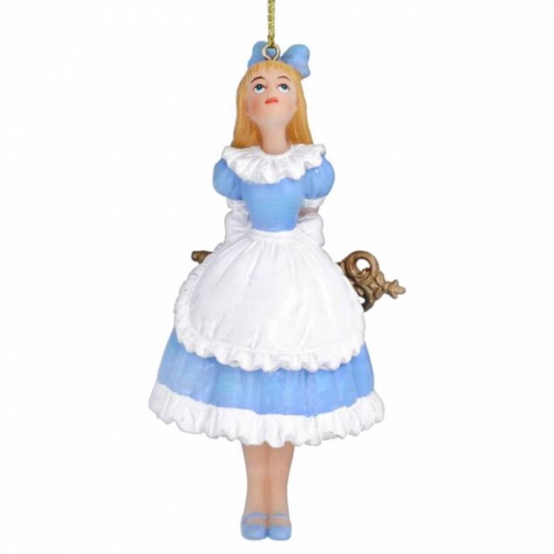 Resin Alice In Wonderland With Key Hanging Christmas Decoration