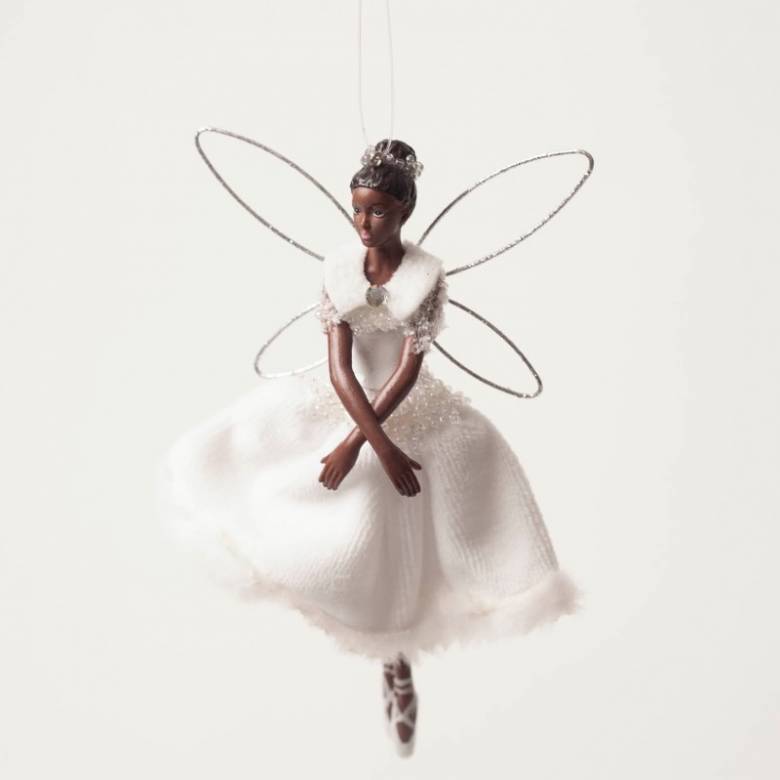 Resin Fairy In White Dress Hanging Christmas Decoration