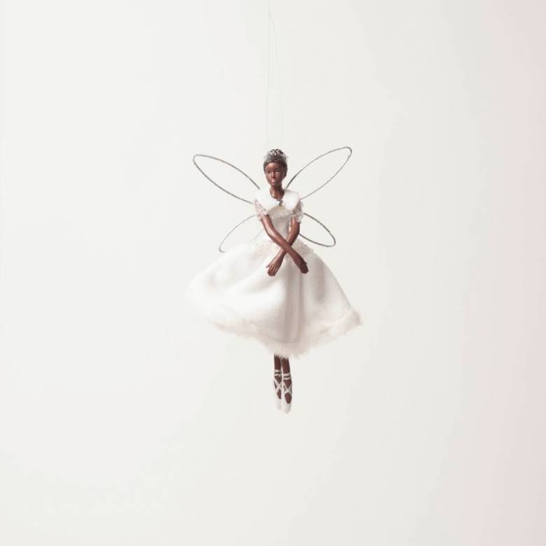 Resin Fairy In White Dress Hanging Christmas Decoration