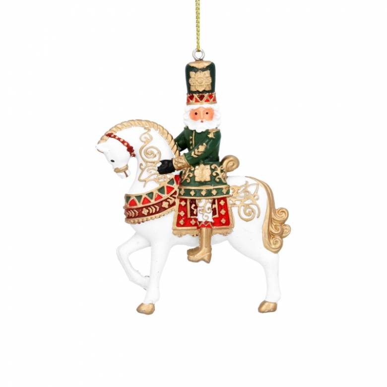 Resin Nutcracker On Horse Hanging Christmas Decoration