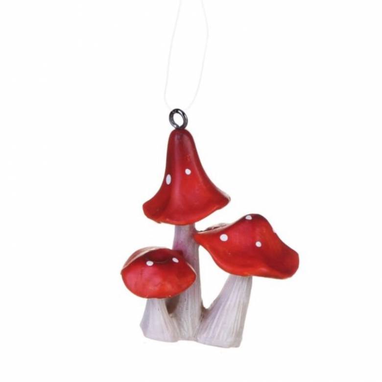 Resin Toadstool Hanging Christmas Decoration