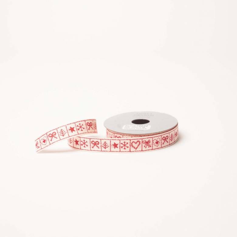 Roll Of Christmas Ribbon With Heart & Bow Design 3 Meters