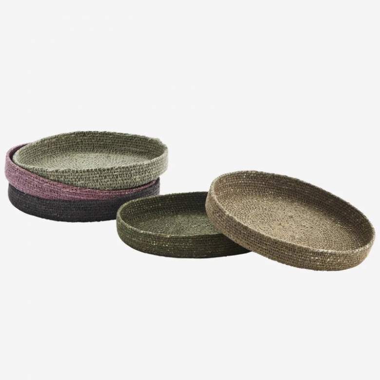 Round Seagrass Tray In Cool Colours