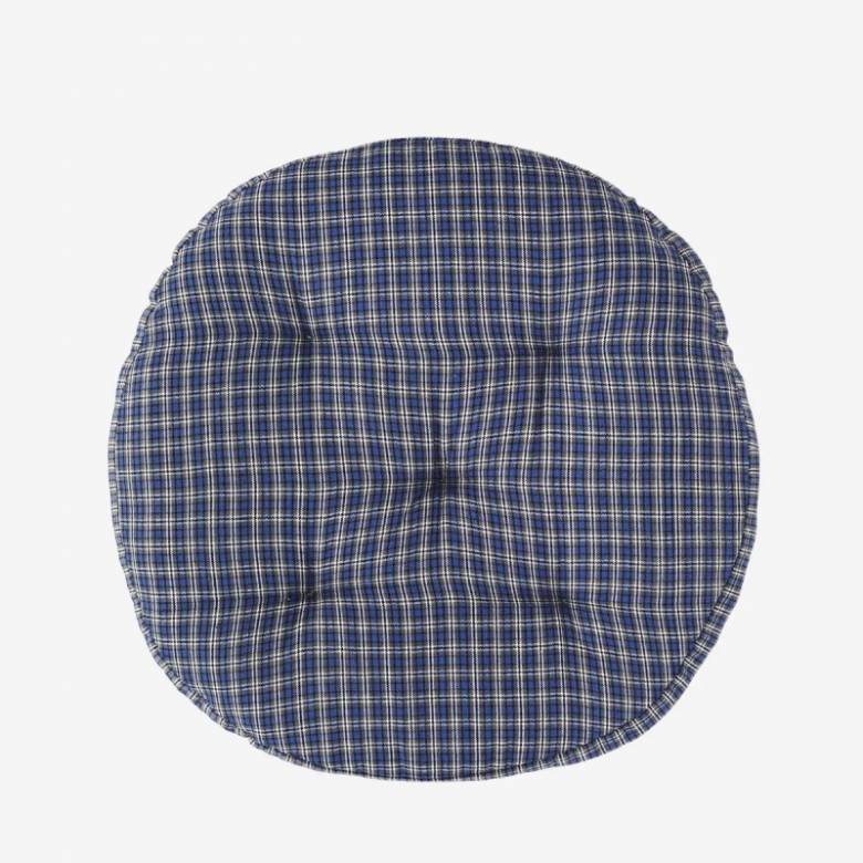 Round Seat Pad Cushion In Blue Check