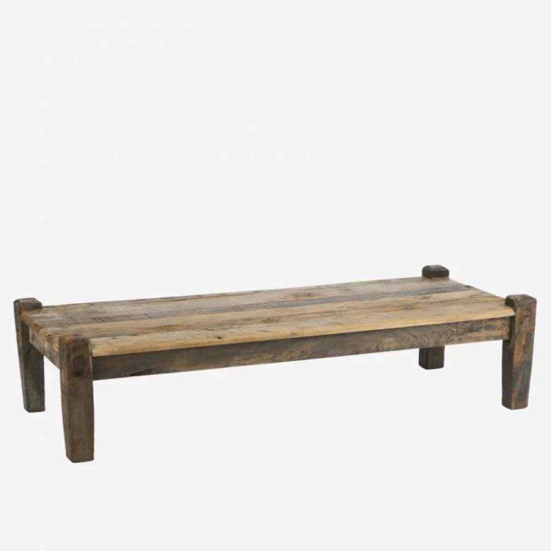 Rustic Reclaimed Wooden Bench Table 140x60x35cm