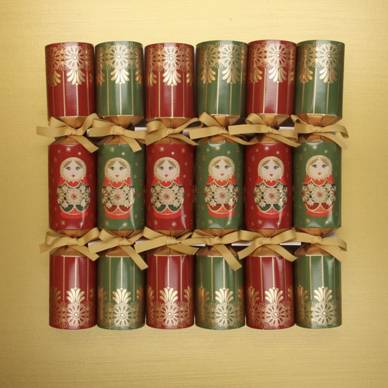 Box Of 6 Christmas Crackers - Babushka Doll
