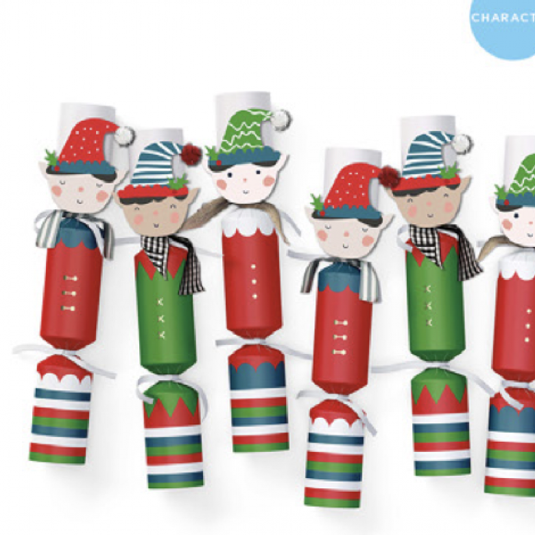 Box Of 6 Christmas Crackers - Santa's Helper Elves