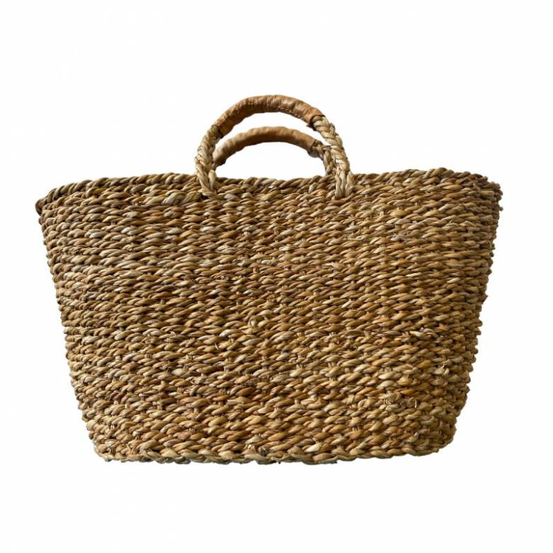 Seagrass Basket With Leather Handles