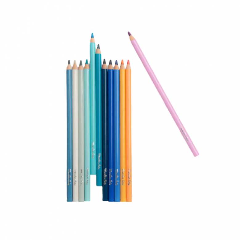 Set Of 12 Sky Colouring Pencils With Cards By Moulin Roty 3+