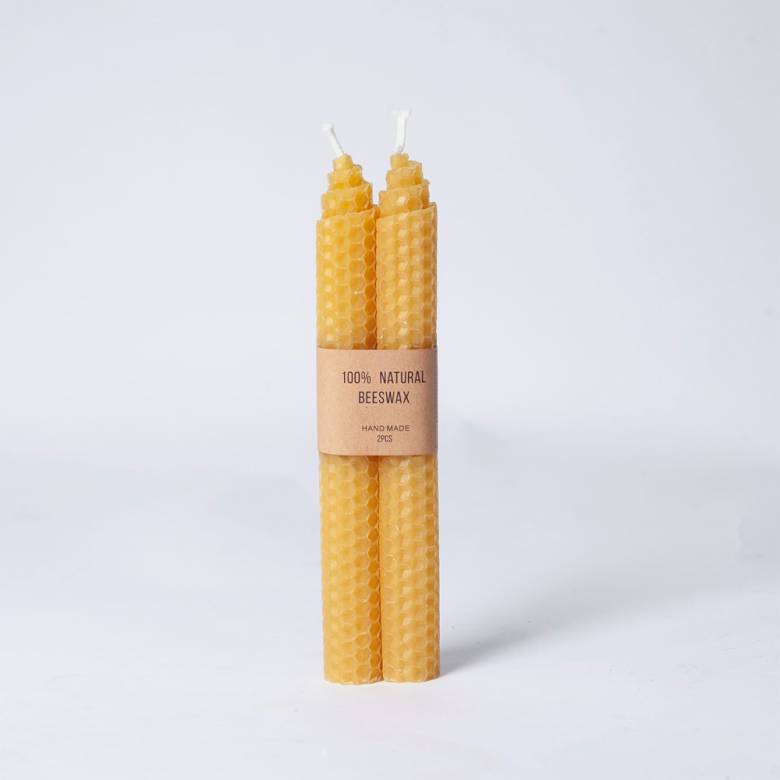 Set Of 2 Beeswax Dinner Candles