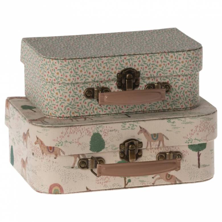 Set Of 2 Fabric Covered Suitcases By Maileg 3+