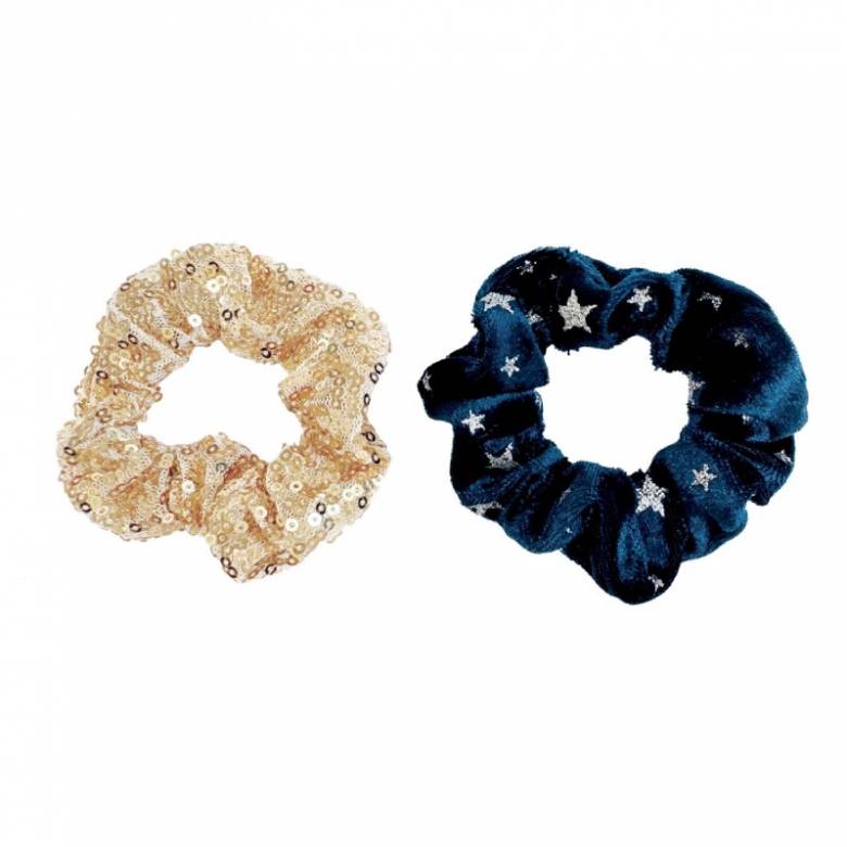 Set Of 2 Midnight Star Sequin Hair Scrunchies