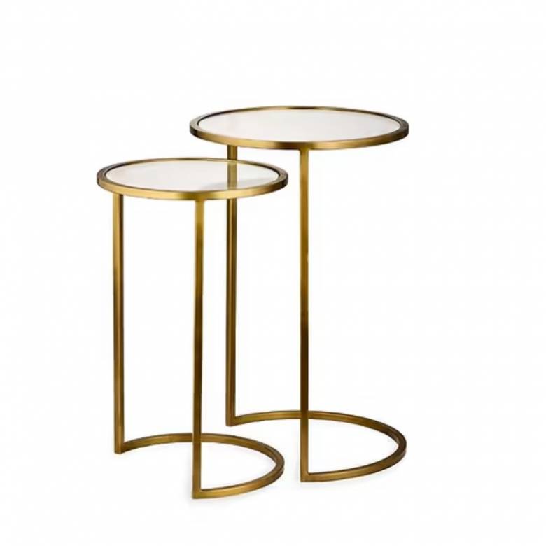 Set Of 2 Nakuru Iron & Glass Side Tables In Brass