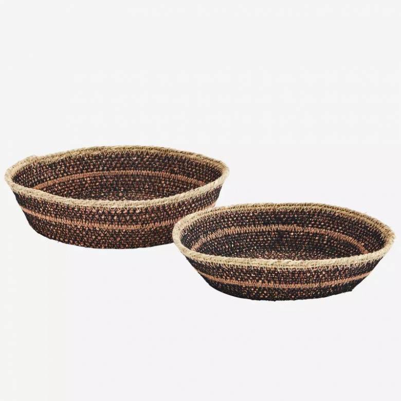 Set Of 2 Seagrass Basket Trays In Sandstone