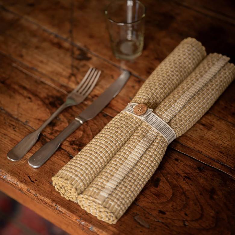 Set Of 2 Woven Rectangular Placemats In Sunset