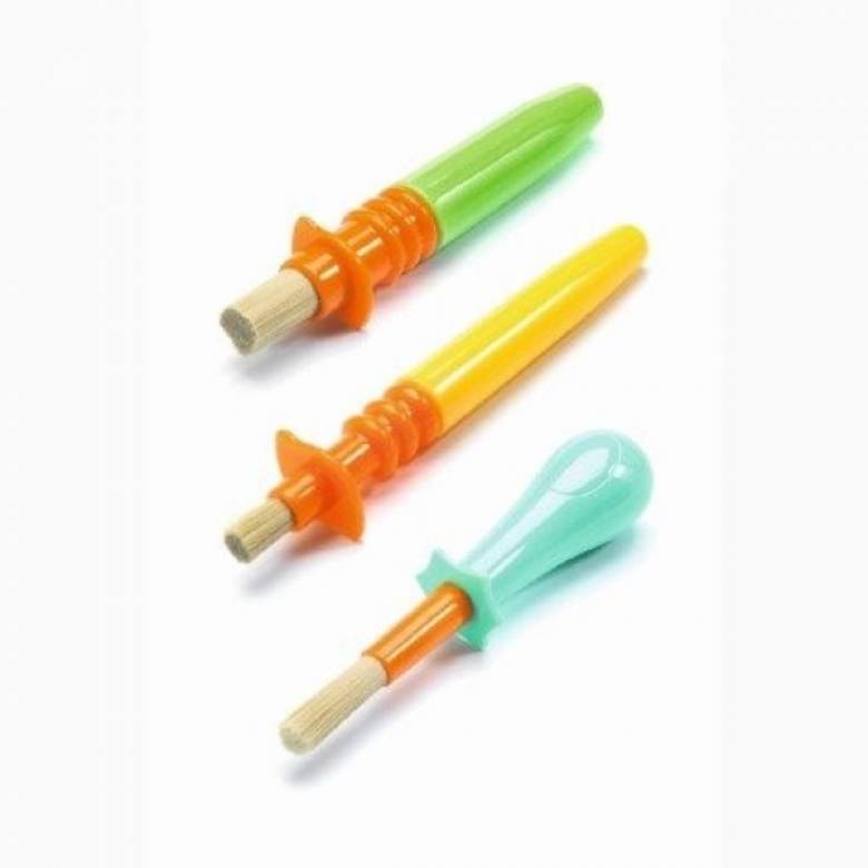 Set Of 3 Clever Paintbrushes By Djeco 3+
