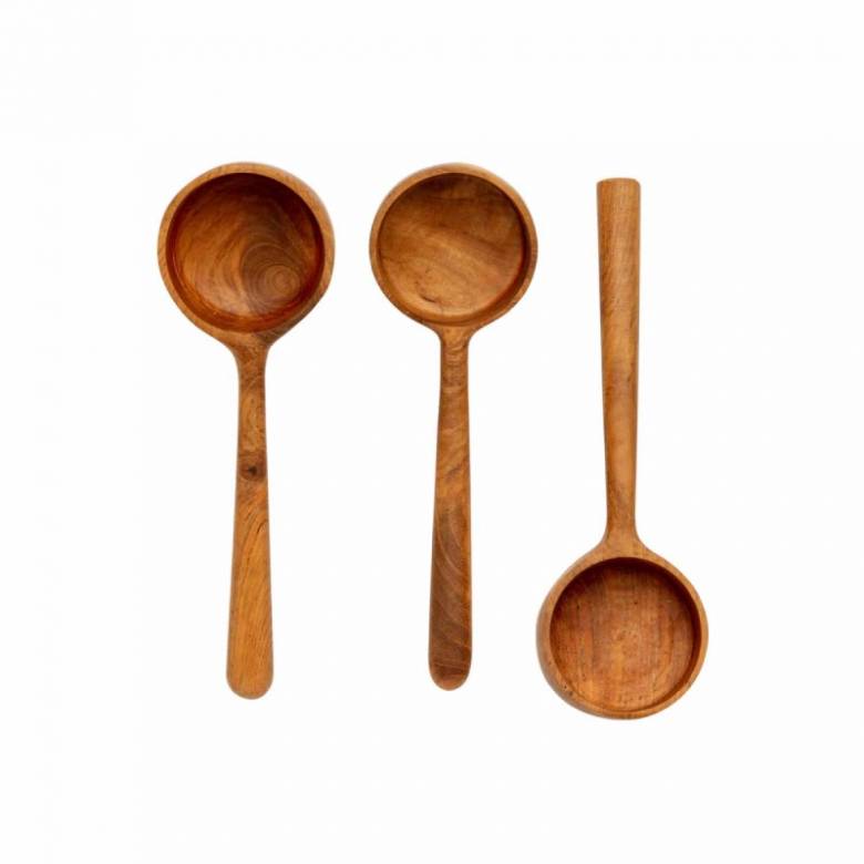 Set Of 3 Reclaimed Teak Grain Spoons