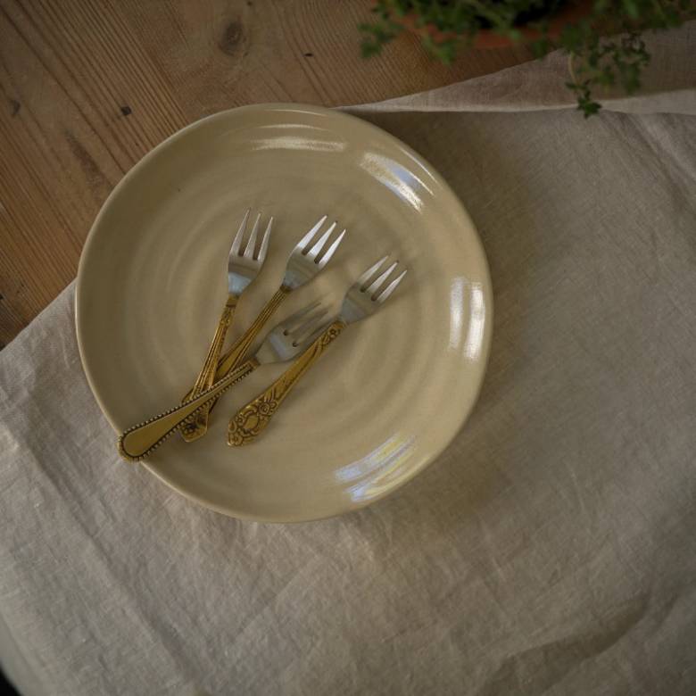 Set Of 4 Cake Forks In Vintage Style Brass