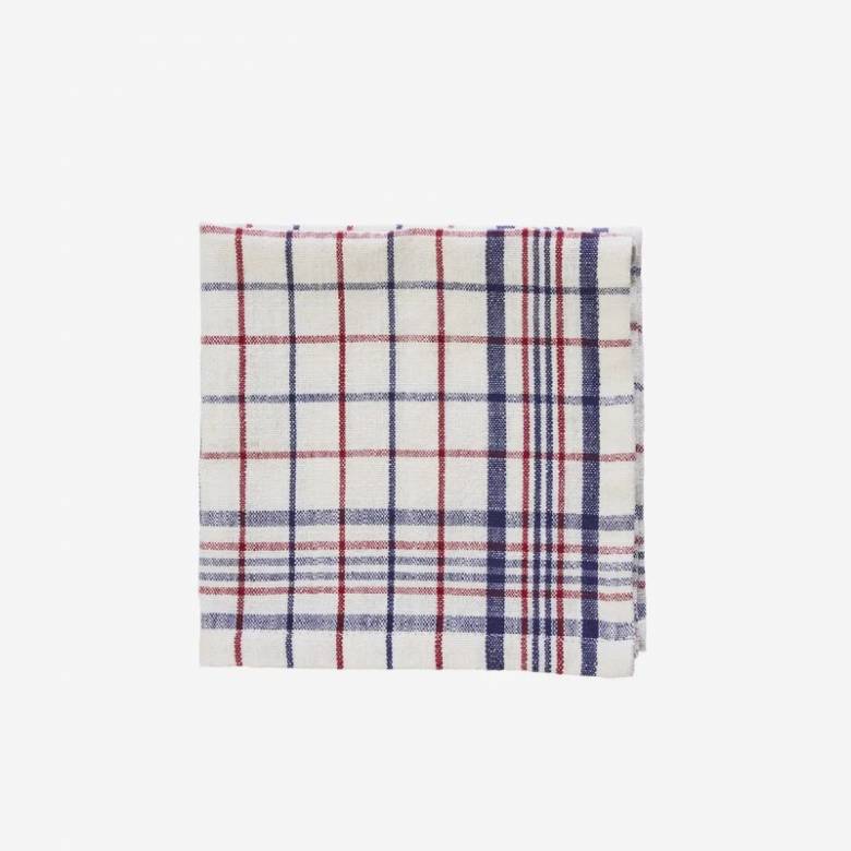 Set Of 4 Checked Napkins In Red, White & Blue