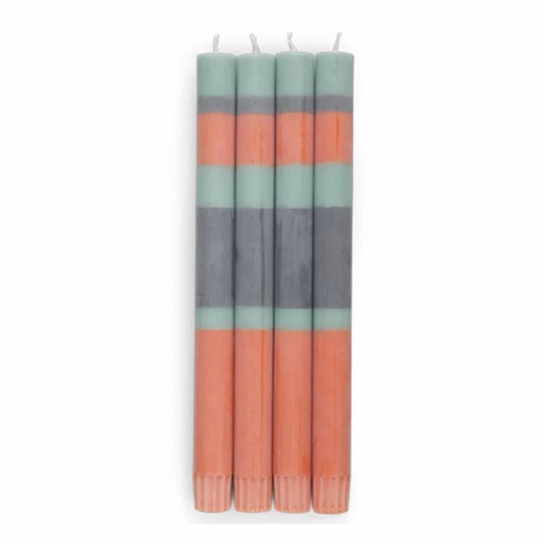 Set Of 4 Eco Dinner Candles In Marigold, Gunmetal & Opaline