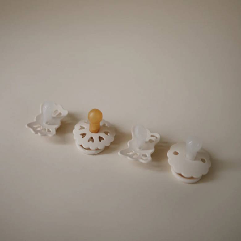 Set Of 4 First Dummy Pacifiers In Cream