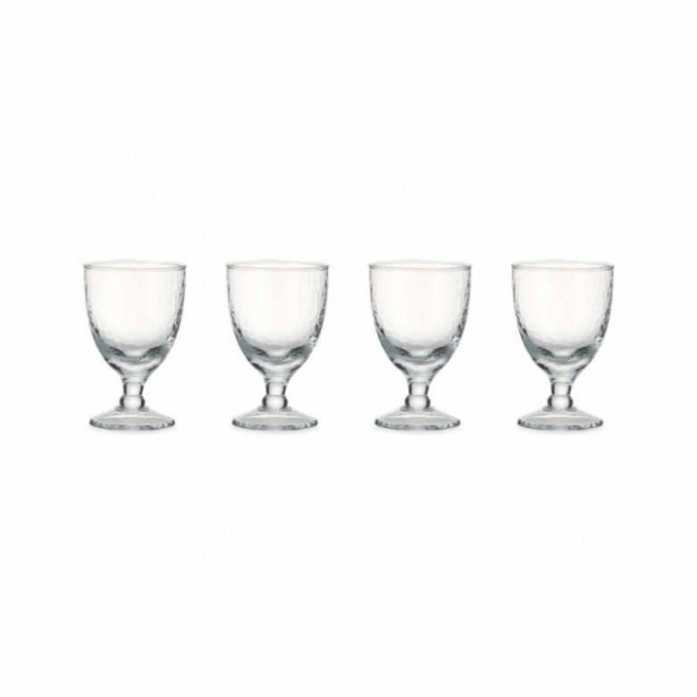 Set Of 4 Hammered Wine Glasses