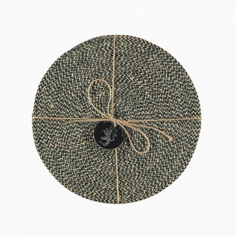 Set Of 4 Jute Placemats In Olive 27cm