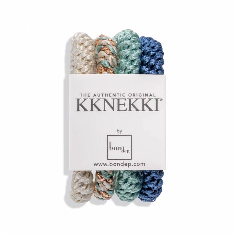 Set Of 4 Kknekki Hair Ties In Neutrals And Blues