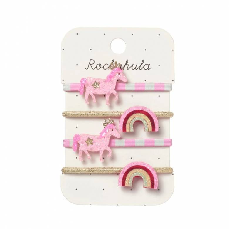 Set Of 4 Pink Pony Stripy Hair Ponies