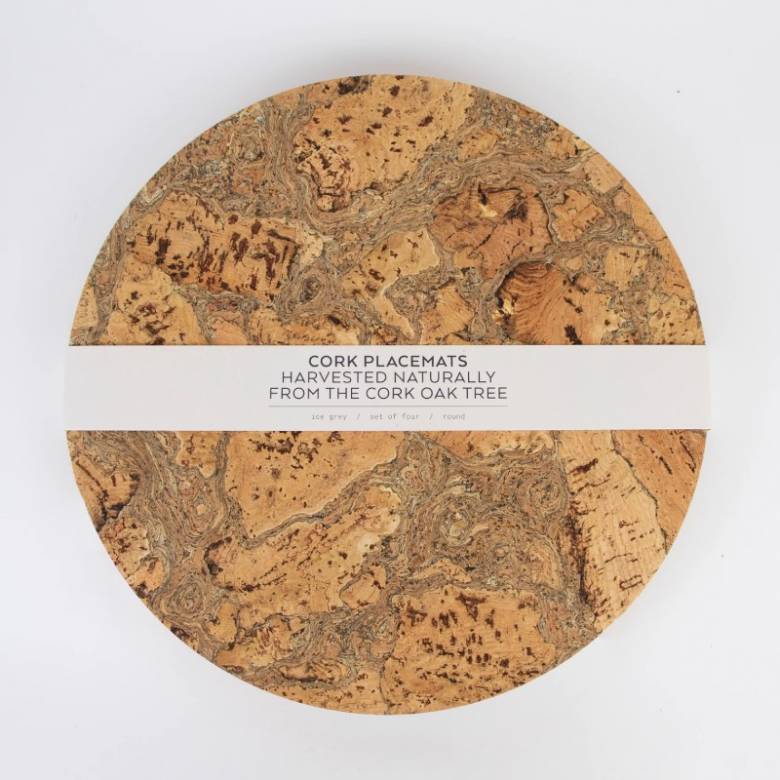 Set Of 4 Round Cork Placemats In Natural