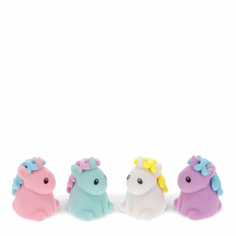 Set Of 4 Unicorn Shaped Erasers 3+