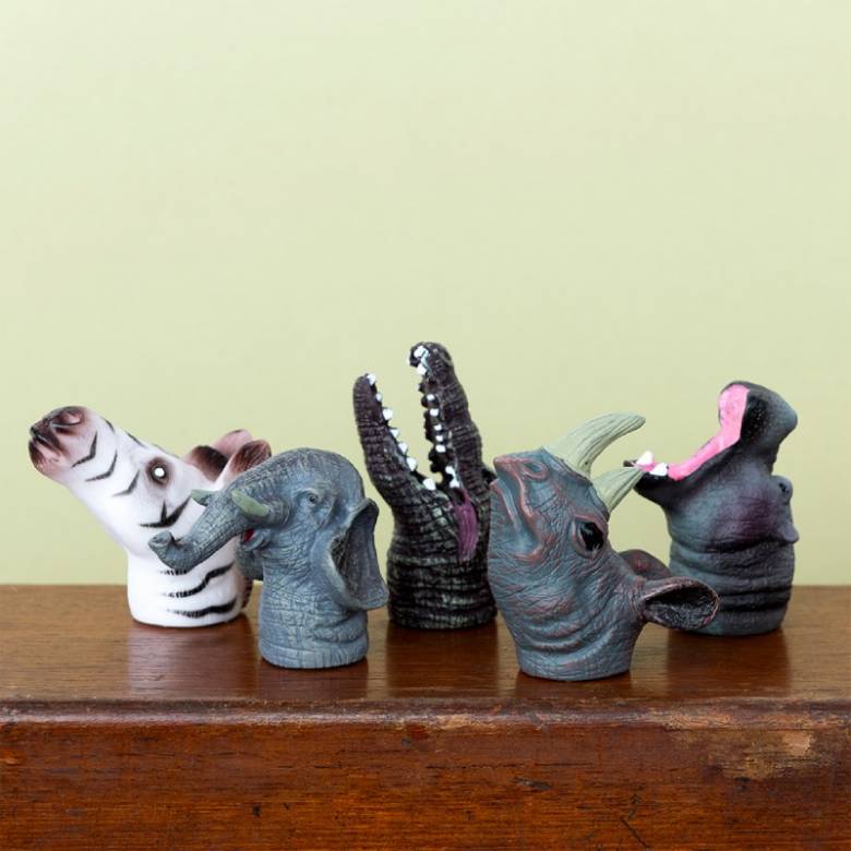 Set Of 5 Safari Animal Finger Puppets 3+