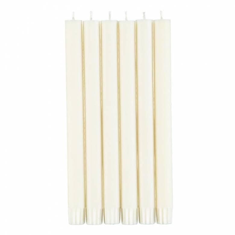 Set Of 6 Eco Dinner Candles In Pearl White