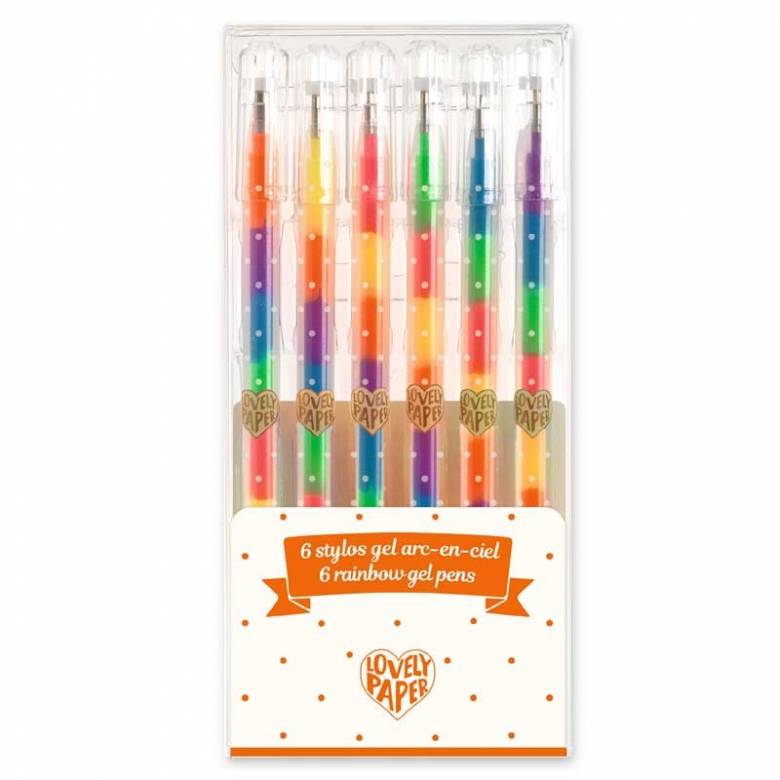 Set Of 6 Rainbow Gel Pens By Djeco 6+