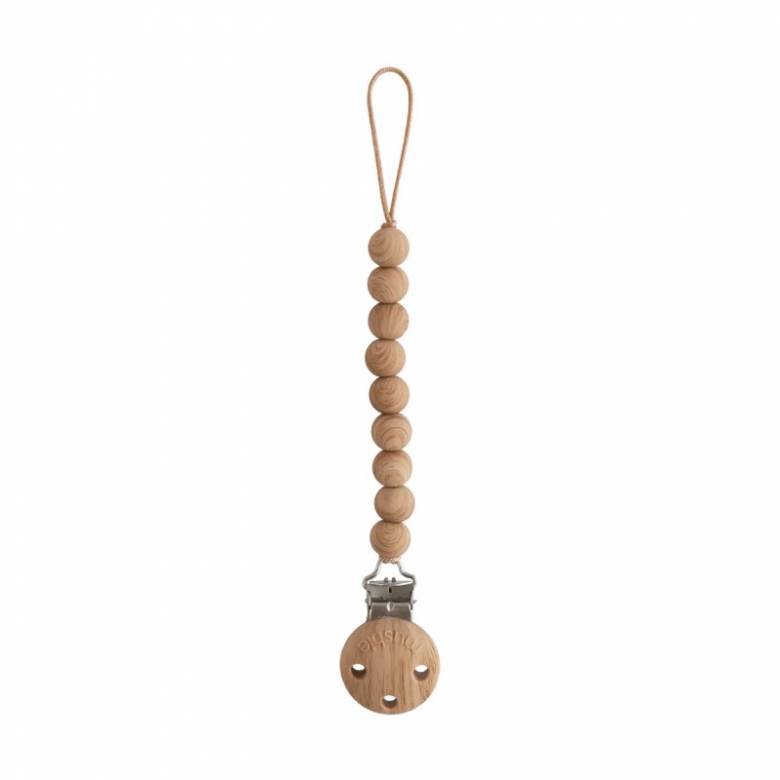 Silicone Pacifier Clip In Faux Wood