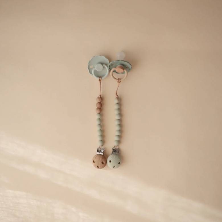 Silicone Pacifier Clip In Sage