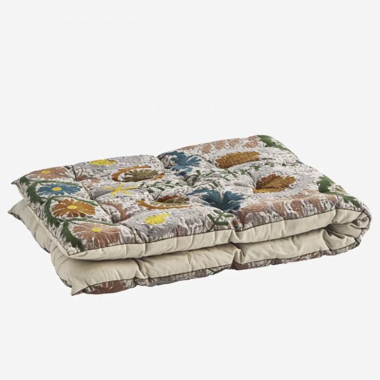Embroidered Folding Mattress In Multi Colours