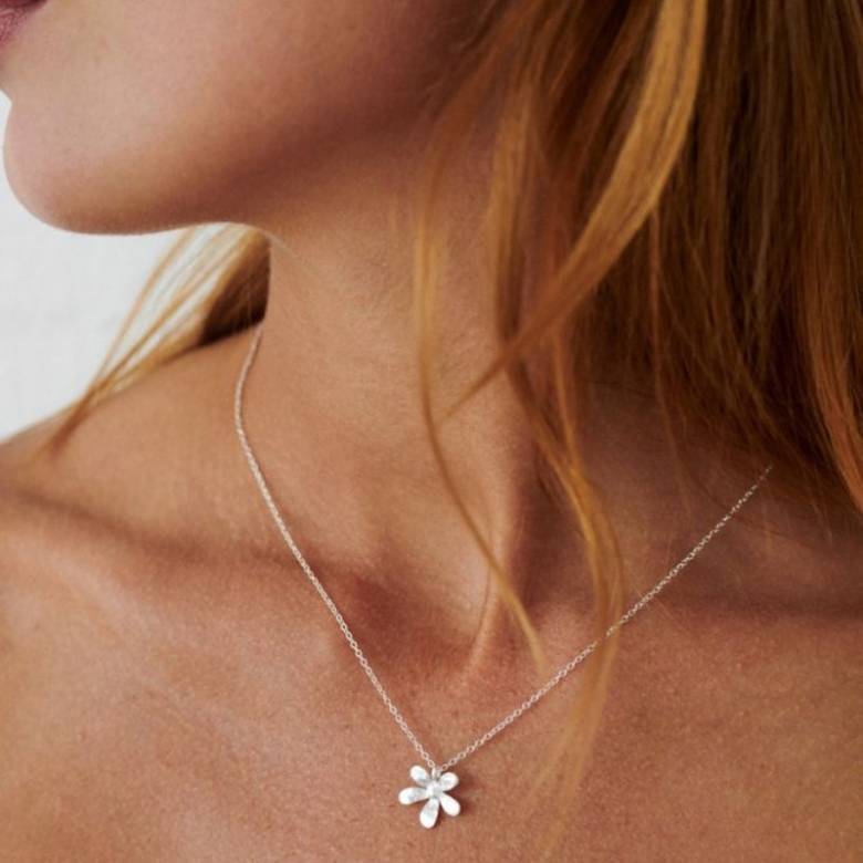 Single Wild Poppy Necklace In Silver By Pernille Corydon